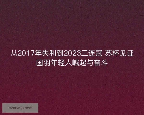 从2017年失利到2023三连冠 苏杯见证国羽年轻人崛起与奋斗