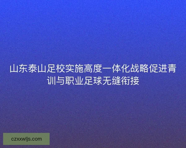山东泰山足校实施高度一体化战略促进青训与职业足球无缝衔接