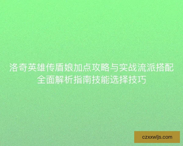 洛奇英雄传盾娘加点攻略与实战流派搭配全面解析指南技能选择技巧